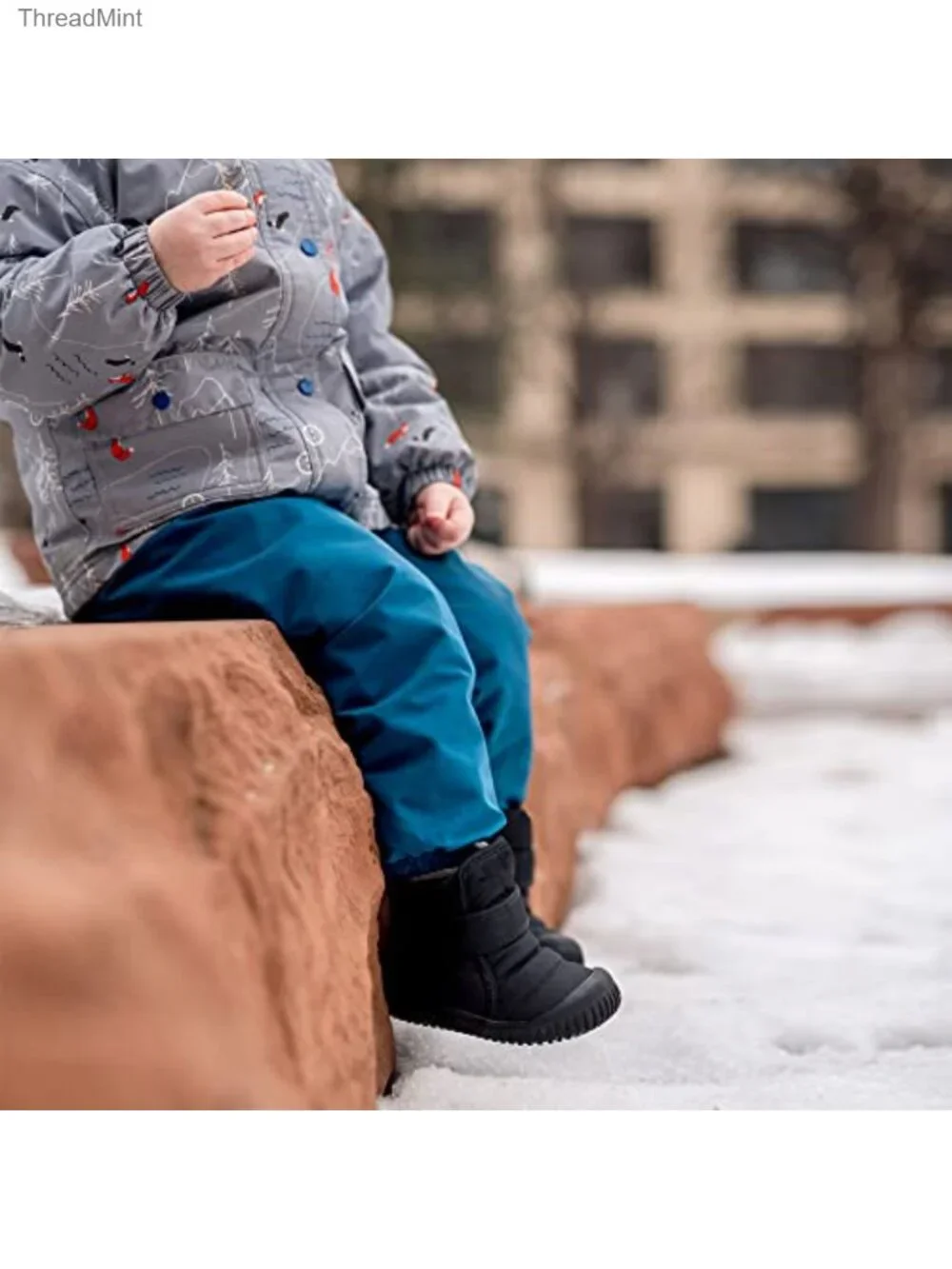 Toddler Fleece Lined Water Resistant Snow Boots Hook Loop